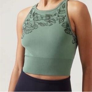 Athleta Aurora Seamless High Neck Crop Top Longline Sports Bra Medium